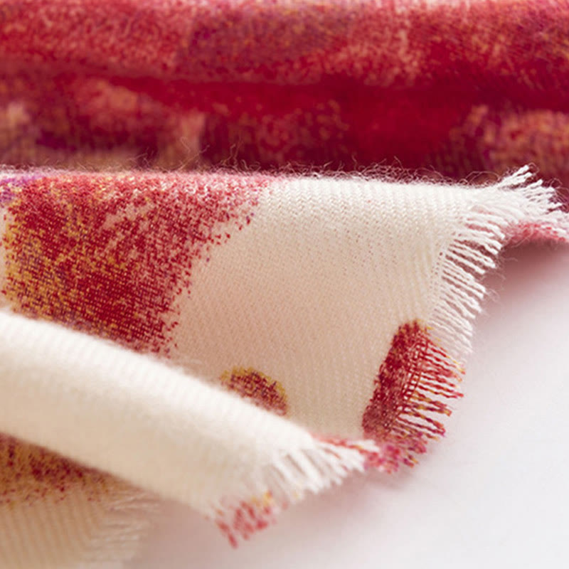 Buddha Stones Tybetański Czerwony Kwiat Drukuj Szal Jesień Zima Miękki Ciepły Szalik Otulacz - image 16