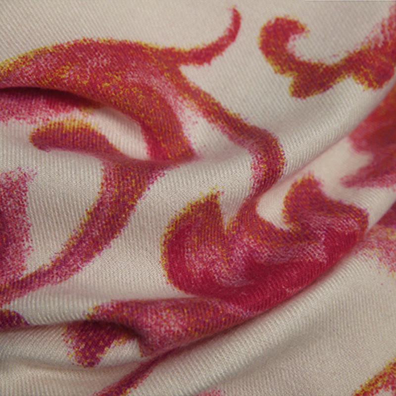 Buddha Stones Tybetański Czerwony Kwiat Drukuj Szal Jesień Zima Miękki Ciepły Szalik Otulacz - image 10