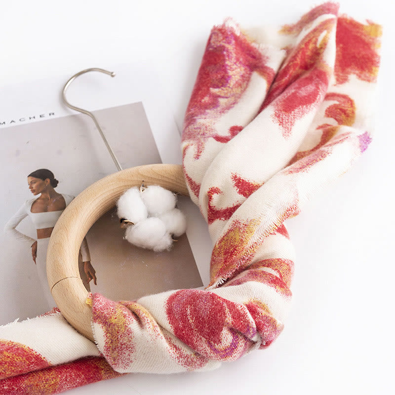 Buddha Stones Tybetański Czerwony Kwiat Drukuj Szal Jesień Zima Miękki Ciepły Szalik Otulacz - image 4