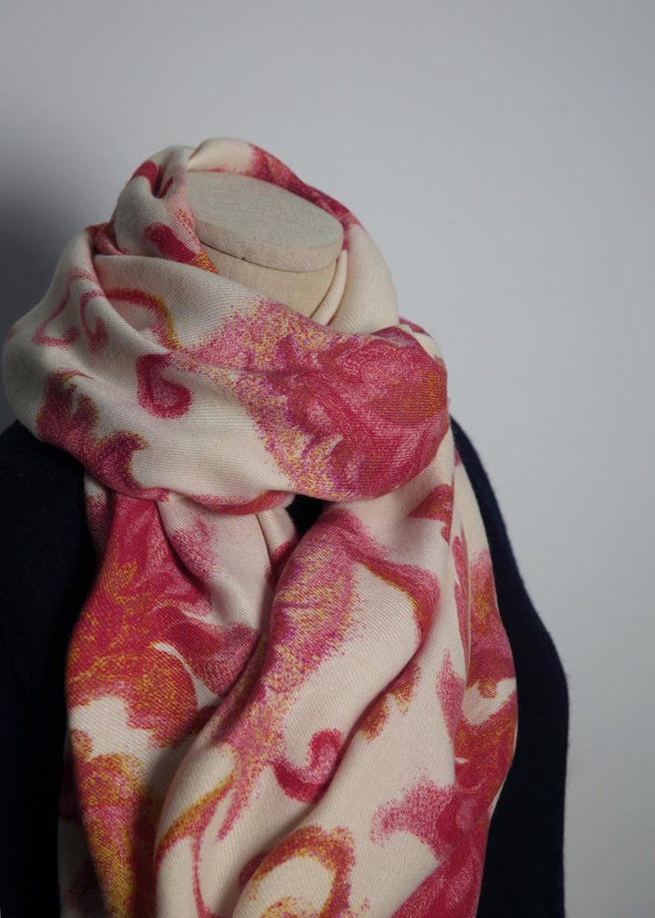 Buddha Stones Tybetański Czerwony Kwiat Drukuj Szal Jesień Zima Miękki Ciepły Szalik Otulacz - image 8