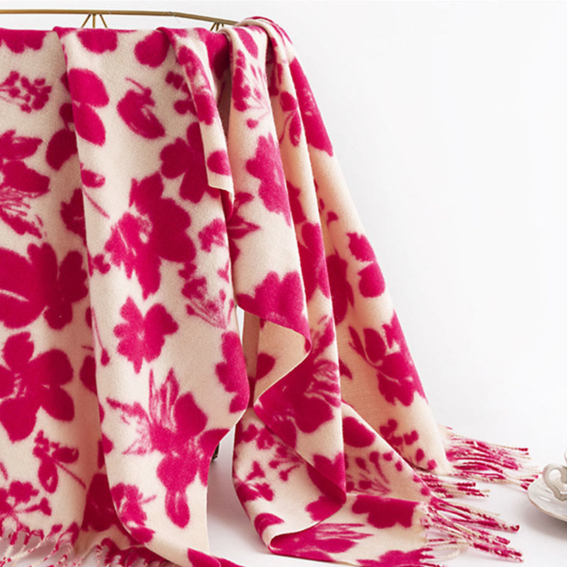 Buddha Stones Tybetańskie Gałęzie Kwiatów Róży Drukuj Frędzle Szal Jesień Zima Miękki Ciepły Szalik Otulacz - image 4