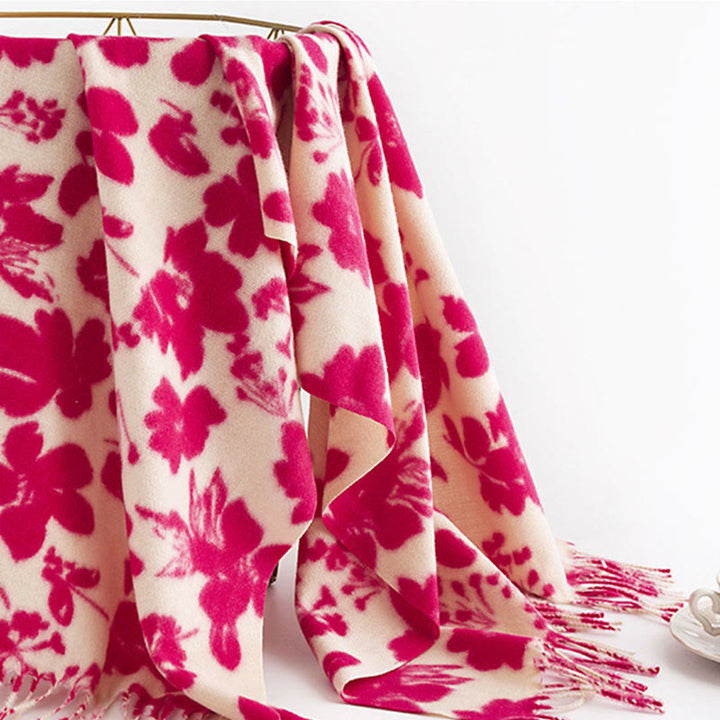 Buddha Stones Tybetańskie Gałęzie Kwiatów Róży Drukuj Frędzle Szal Jesień Zima Miękki Ciepły Szalik Otulacz - image 4