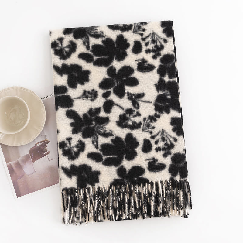 Buddha Stones Tybetańskie Gałęzie Kwiatów Róży Drukuj Frędzle Szal Jesień Zima Miękki Ciepły Szalik Otulacz - image 2