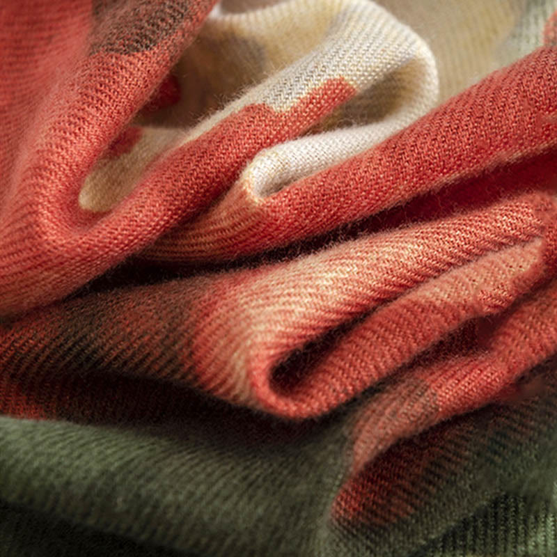 Buddha Stones Tybetańskie Chińskie Retro Malowanie Tuszem Kwiatowy Nadruk Szal Jesień Zima Przytulny Ciepły Szalik Otulacz - image 5