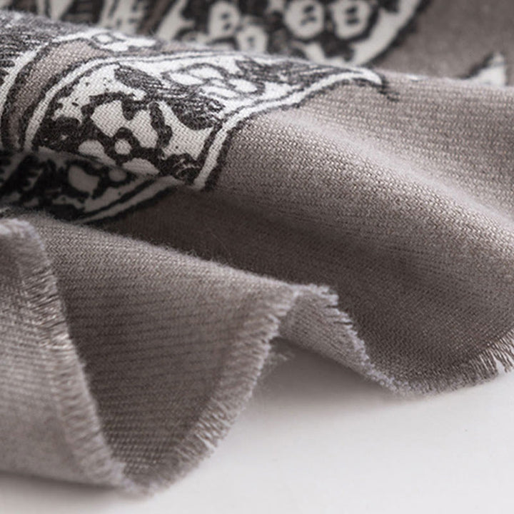 Buddha Stones Tybetański Etniczny Kwiatowy Nadruk Szal Jesień Zima Miękki Ciepły Szalik Otulacz - image 8