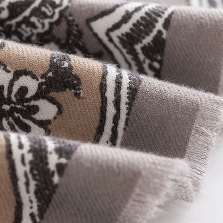 Buddha Stones Tybetański Etniczny Kwiatowy Nadruk Szal Jesień Zima Miękki Ciepły Szalik Otulacz - image 7