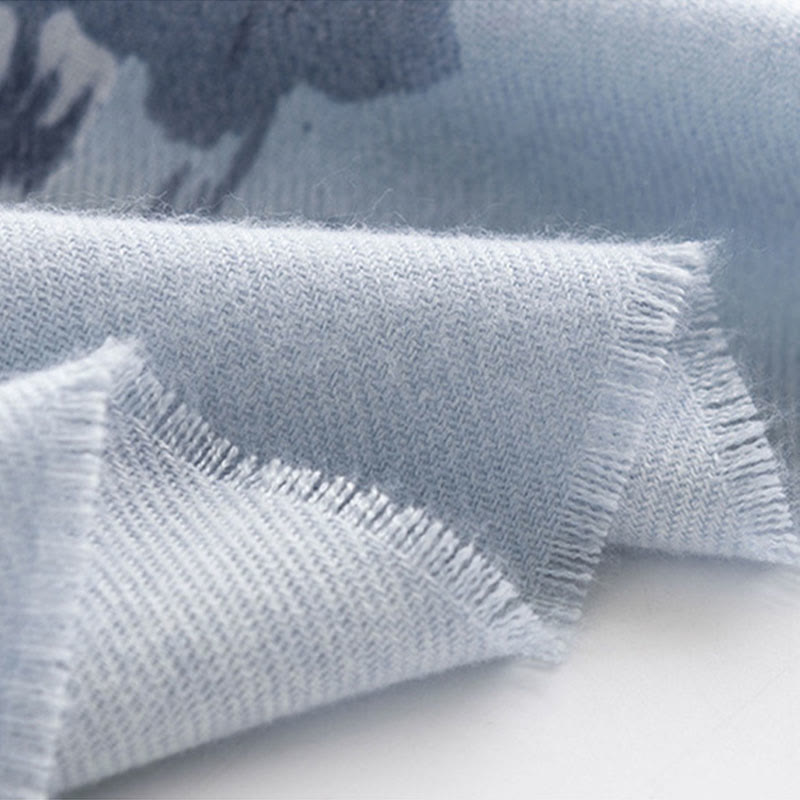 Buddha Stones Tybetański Szal Etniczny Retro Róża Nadruk Jesień Zima Przytulny Ciepły Szalik Otulacz - image 7