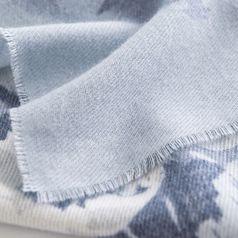 Buddha Stones Tybetański Szal Etniczny Retro Róża Nadruk Jesień Zima Przytulny Ciepły Szalik Otulacz - image 6