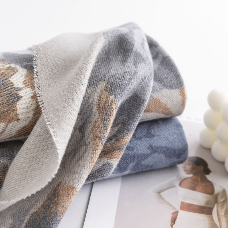 Buddha Stones Tybetański Szal Etniczny Retro Róża Nadruk Jesień Zima Przytulny Ciepły Szalik Otulacz - image 10