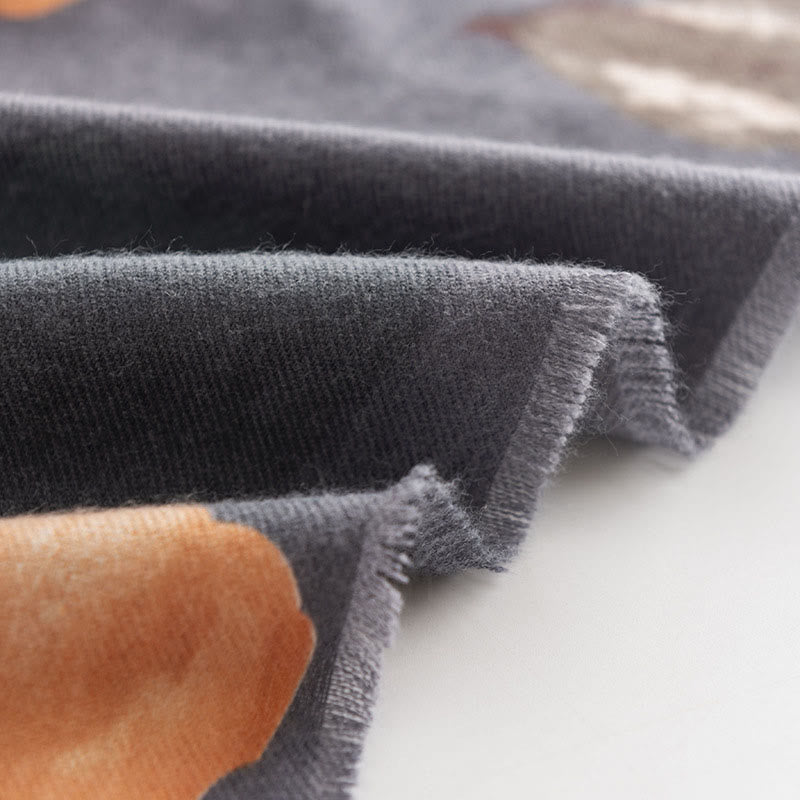 Buddha Stones Tybetański Szal Artystyczny Styl Hibiskus Syriacus Nadruk Jesień Zima Przytulny Ciepły Szalik Otulacz - image 6