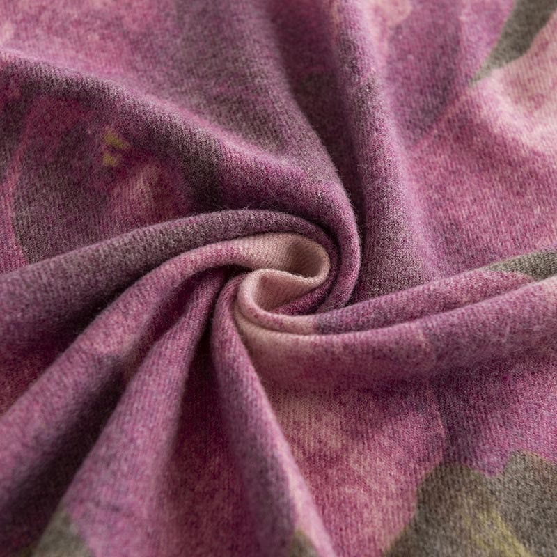 Buddha Stones Tybetański Szal Artystyczny Styl Hibiskus Syriacus Nadruk Jesień Zima Przytulny Ciepły Szalik Otulacz - image 14