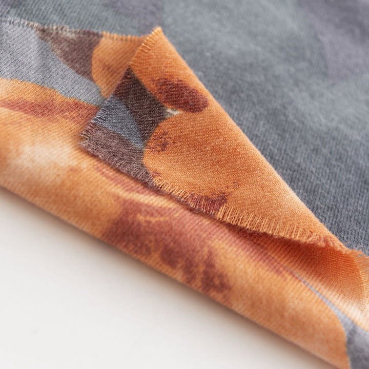 Buddha Stones Tybetański Szal Artystyczny Styl Hibiskus Syriacus Nadruk Jesień Zima Przytulny Ciepły Szalik Otulacz - image 8