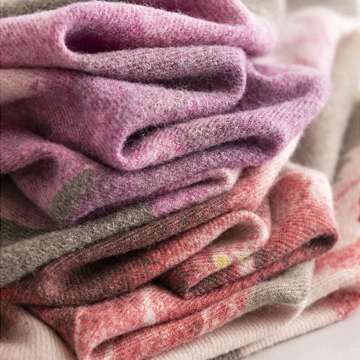 Buddha Stones Tybetański Szal Artystyczny Styl Hibiskus Syriacus Nadruk Jesień Zima Przytulny Ciepły Szalik Otulacz - image 20