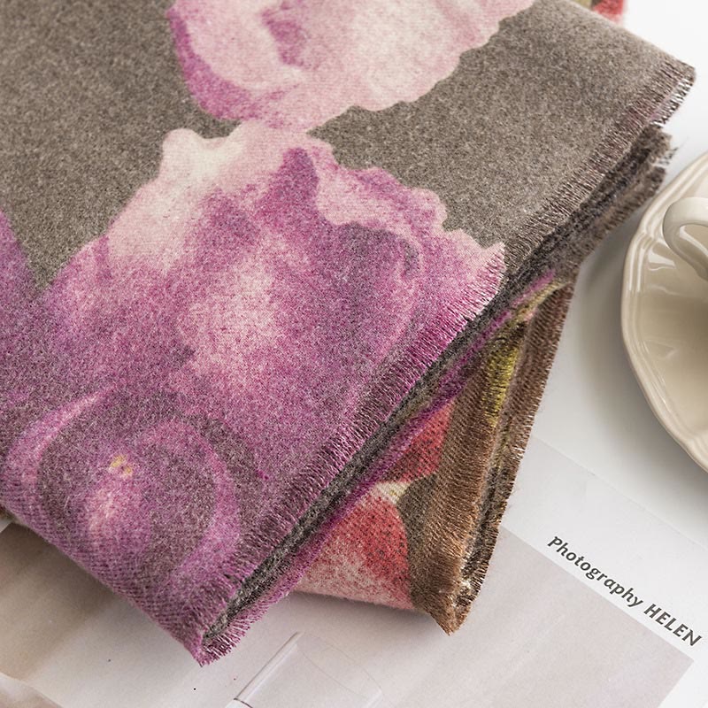 Buddha Stones Tybetański Szal Artystyczny Styl Hibiskus Syriacus Nadruk Jesień Zima Przytulny Ciepły Szalik Otulacz - image 22