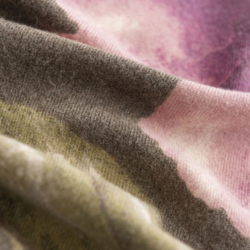 Buddha Stones Tybetański Szal Artystyczny Styl Hibiskus Syriacus Nadruk Jesień Zima Przytulny Ciepły Szalik Otulacz - image 12