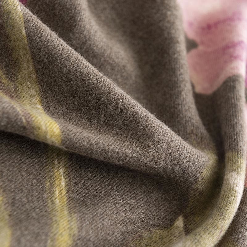 Buddha Stones Tybetański Szal Artystyczny Styl Hibiskus Syriacus Nadruk Jesień Zima Przytulny Ciepły Szalik Otulacz - image 13