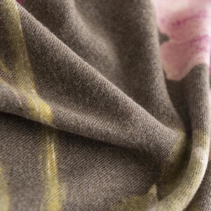 Buddha Stones Tybetański Szal Artystyczny Styl Hibiskus Syriacus Nadruk Jesień Zima Przytulny Ciepły Szalik Otulacz - image 13