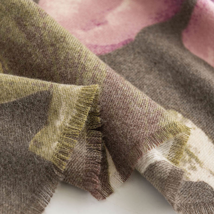 Buddha Stones Tybetański Szal Artystyczny Styl Hibiskus Syriacus Nadruk Jesień Zima Przytulny Ciepły Szalik Otulacz - image 16