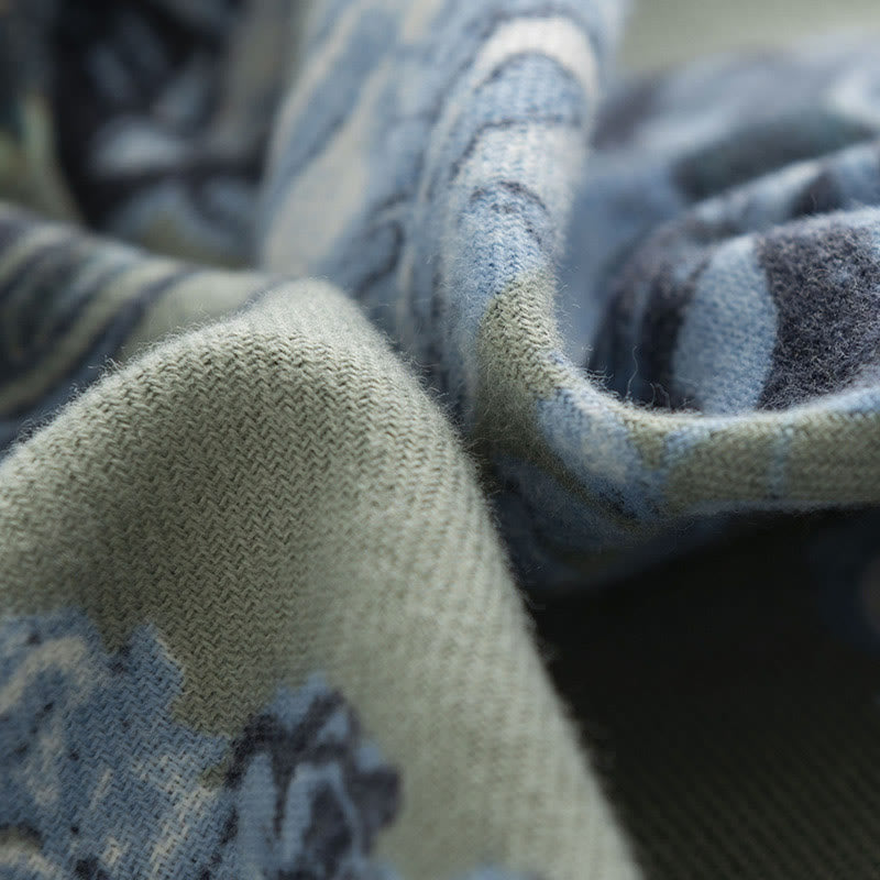 Buddha Stones Tybetański Szal Styl Ogrodowy Różany Kwiat Nadruk Jesień Zima Miękki Ciepły Szalik Otulacz - image 4