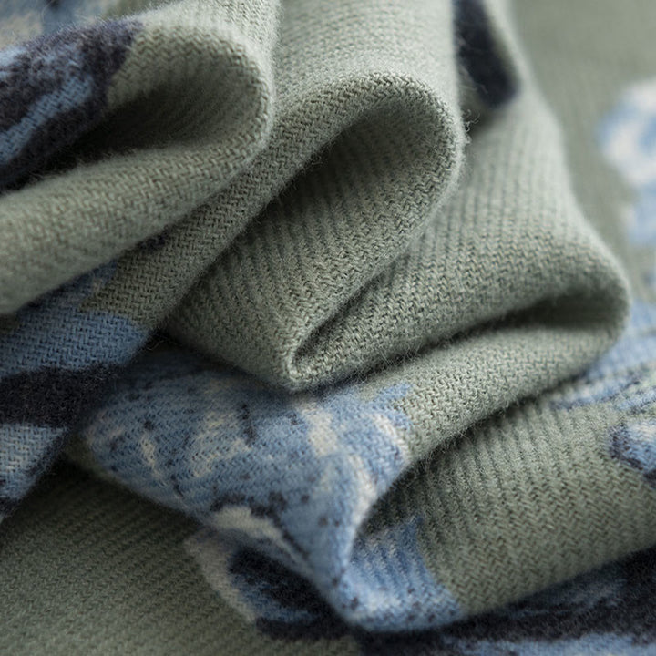 Buddha Stones Tybetański Szal Styl Ogrodowy Różany Kwiat Nadruk Jesień Zima Miękki Ciepły Szalik Otulacz - image 3