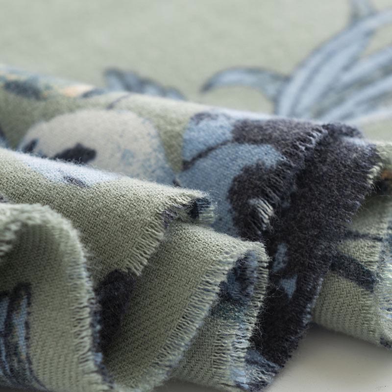 Buddha Stones Tybetański Szal Styl Ogrodowy Różany Kwiat Nadruk Jesień Zima Miękki Ciepły Szalik Otulacz - image 8