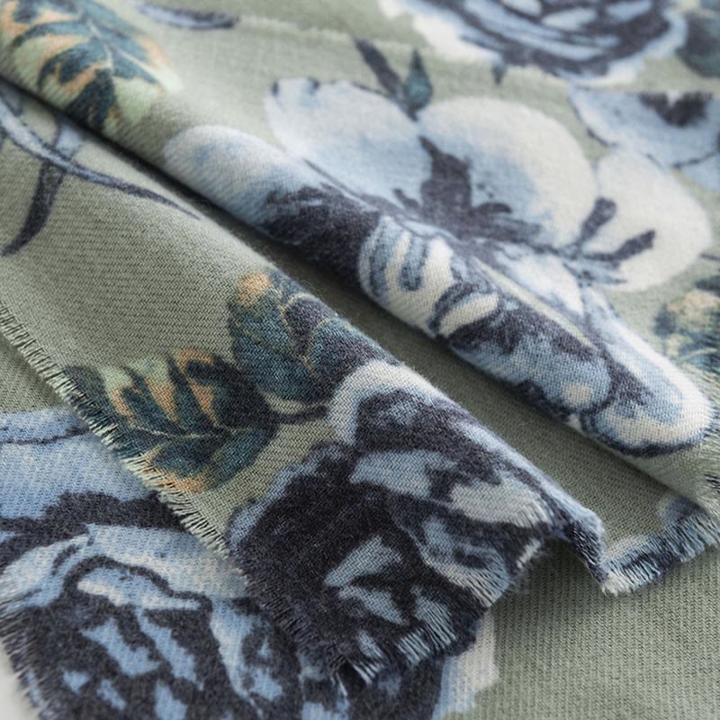 Buddha Stones Tybetański Szal Styl Ogrodowy Różany Kwiat Nadruk Jesień Zima Miękki Ciepły Szalik Otulacz - image 7