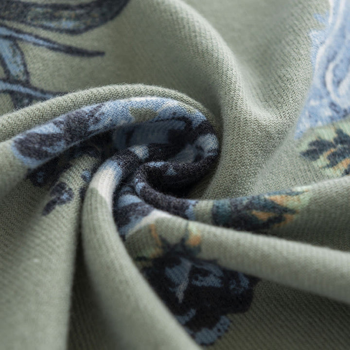 Buddha Stones Tybetański Szal Styl Ogrodowy Różany Kwiat Nadruk Jesień Zima Miękki Ciepły Szalik Otulacz - image 5