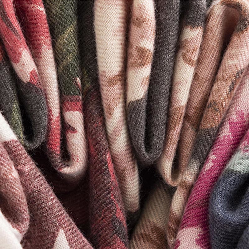 Buddha Stones Tybetański Szal Elegancki Kwiatowy Nadruk Jesień Zima Miękki Ciepły Szalik Otulacz - image 16