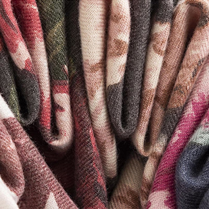 Buddha Stones Tybetański Szal Elegancki Kwiatowy Nadruk Jesień Zima Miękki Ciepły Szalik Otulacz - image 16