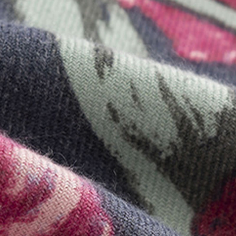 Buddha Stones Tybetański Szal Elegancki Kwiatowy Nadruk Jesień Zima Miękki Ciepły Szalik Otulacz - image 11