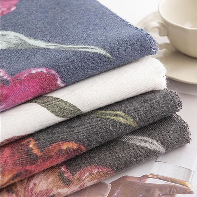 Buddha Stones Tybetański Szal Elegancki Kwiatowy Nadruk Jesień Zima Miękki Ciepły Szalik Otulacz - image 15