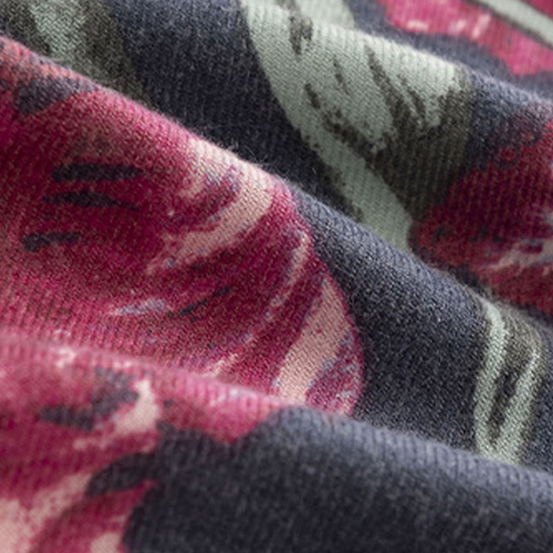 Buddha Stones Tybetański Szal Elegancki Kwiatowy Nadruk Jesień Zima Miękki Ciepły Szalik Otulacz - image 9