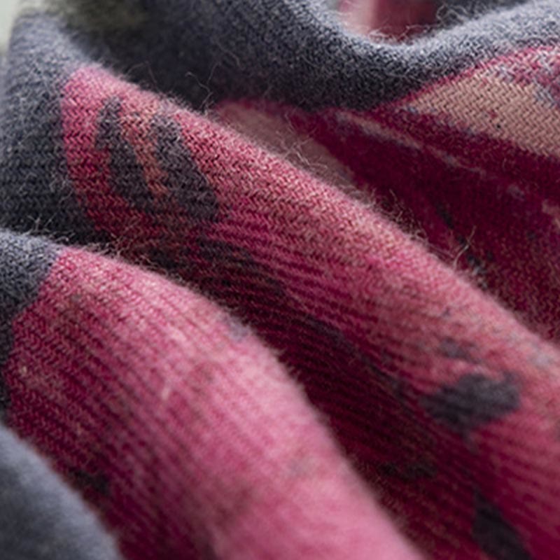 Buddha Stones Tybetański Szal Elegancki Kwiatowy Nadruk Jesień Zima Miękki Ciepły Szalik Otulacz - image 10