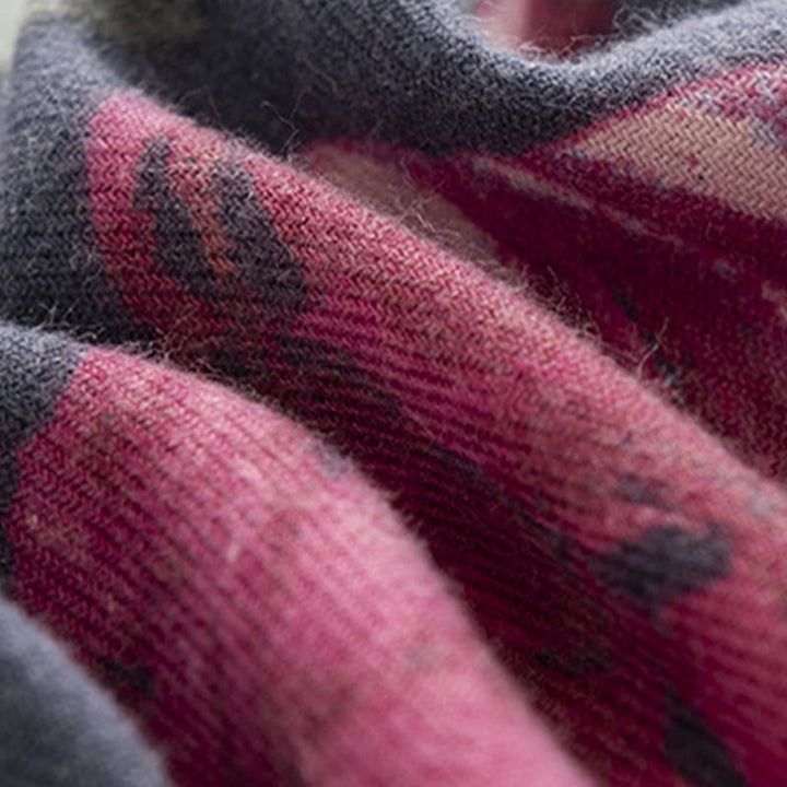 Buddha Stones Tybetański Szal Elegancki Kwiatowy Nadruk Jesień Zima Miękki Ciepły Szalik Otulacz - image 10