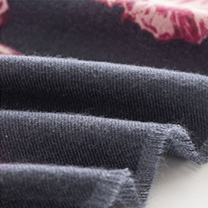 Buddha Stones Tybetański Szal Elegancki Kwiatowy Nadruk Jesień Zima Miękki Ciepły Szalik Otulacz - image 12