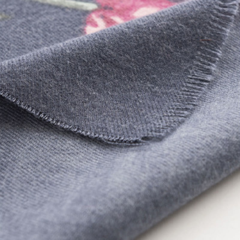 Buddha Stones Tybetański Szal Elegancki Kwiatowy Nadruk Jesień Zima Miękki Ciepły Szalik Otulacz - image 13