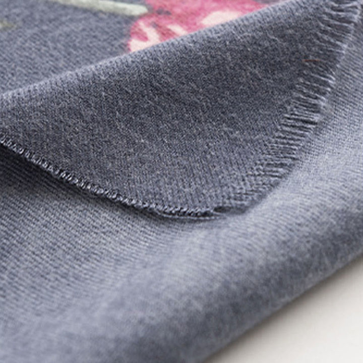 Buddha Stones Tybetański Szal Elegancki Kwiatowy Nadruk Jesień Zima Miękki Ciepły Szalik Otulacz - image 13