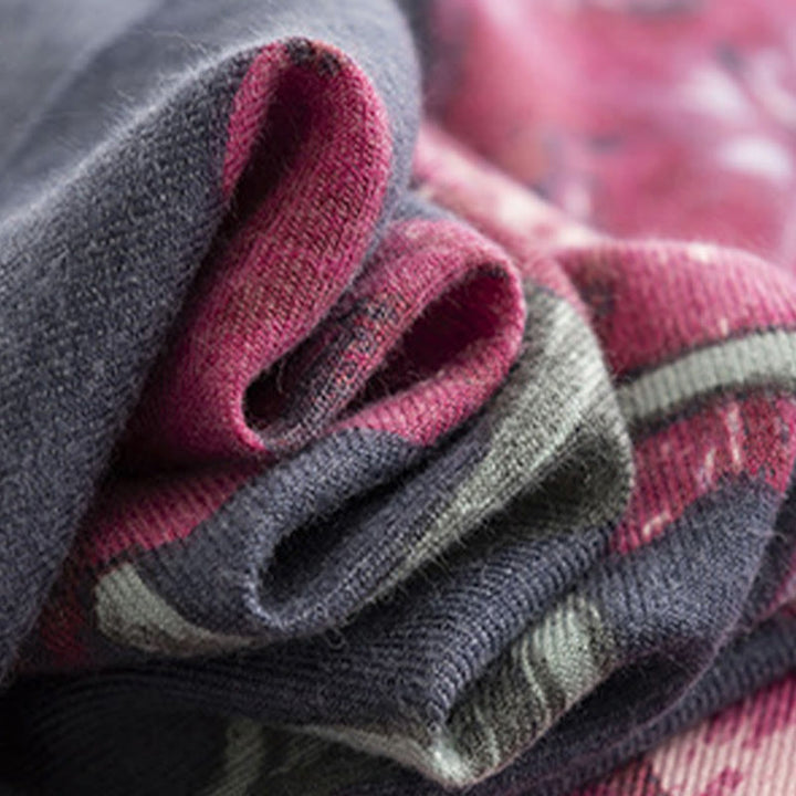 Buddha Stones Tybetański Szal Elegancki Kwiatowy Nadruk Jesień Zima Miękki Ciepły Szalik Otulacz - image 7