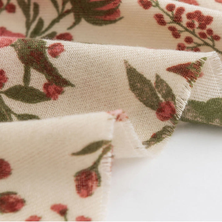 Buddha Stones Tybetański Szal Elegancki Słodki Styl Duży Kwiat Liście Nadruk Jesień Zima Miękki Ciepły Szalik Otulacz - image 7