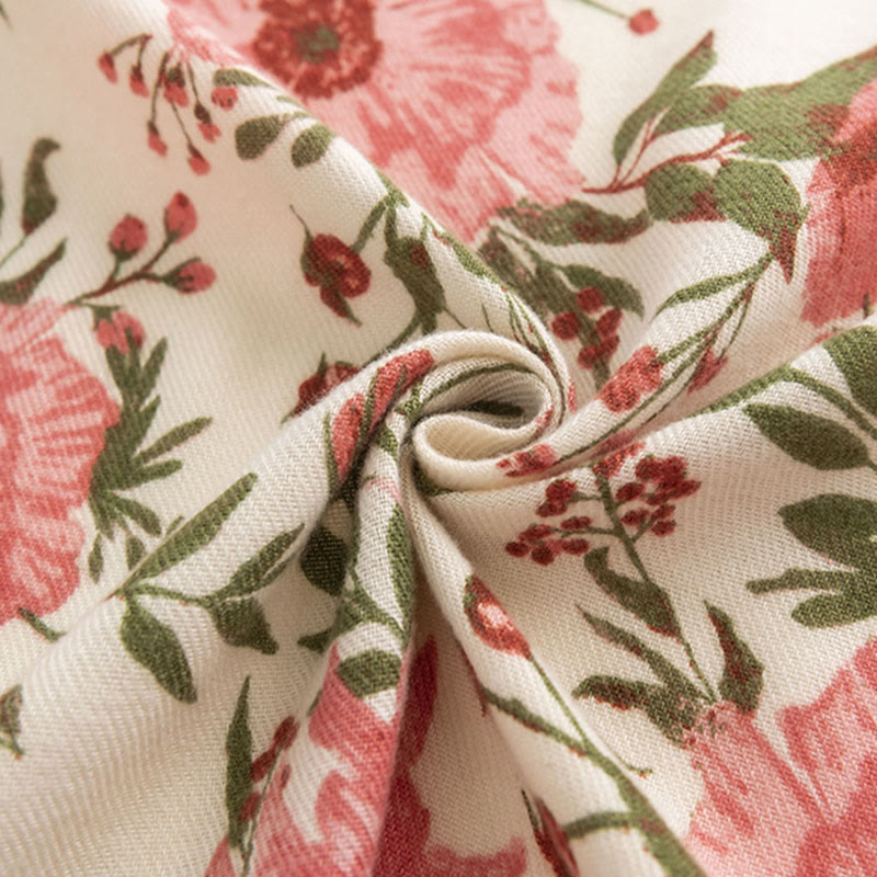 Buddha Stones Tybetański Szal Elegancki Słodki Styl Duży Kwiat Liście Nadruk Jesień Zima Miękki Ciepły Szalik Otulacz - image 4