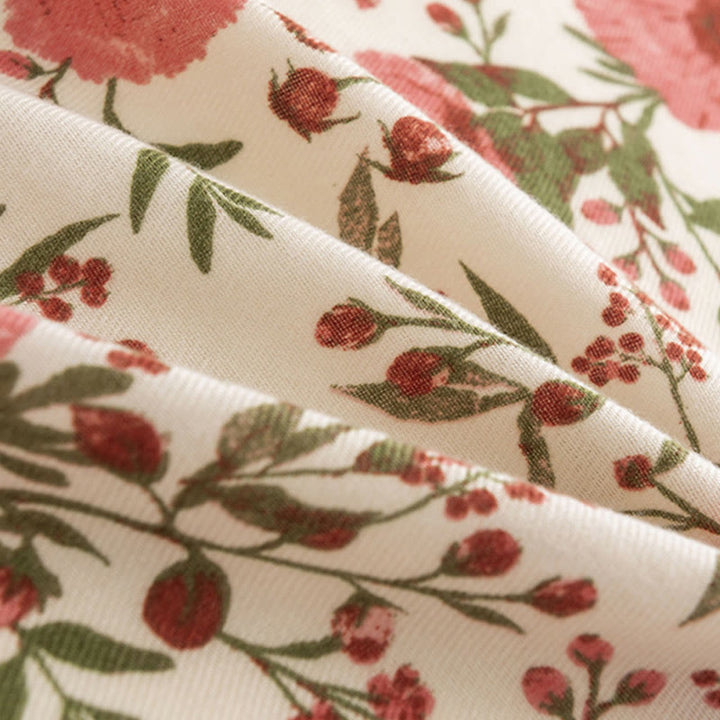 Buddha Stones Tybetański Szal Elegancki Słodki Styl Duży Kwiat Liście Nadruk Jesień Zima Miękki Ciepły Szalik Otulacz - image 6