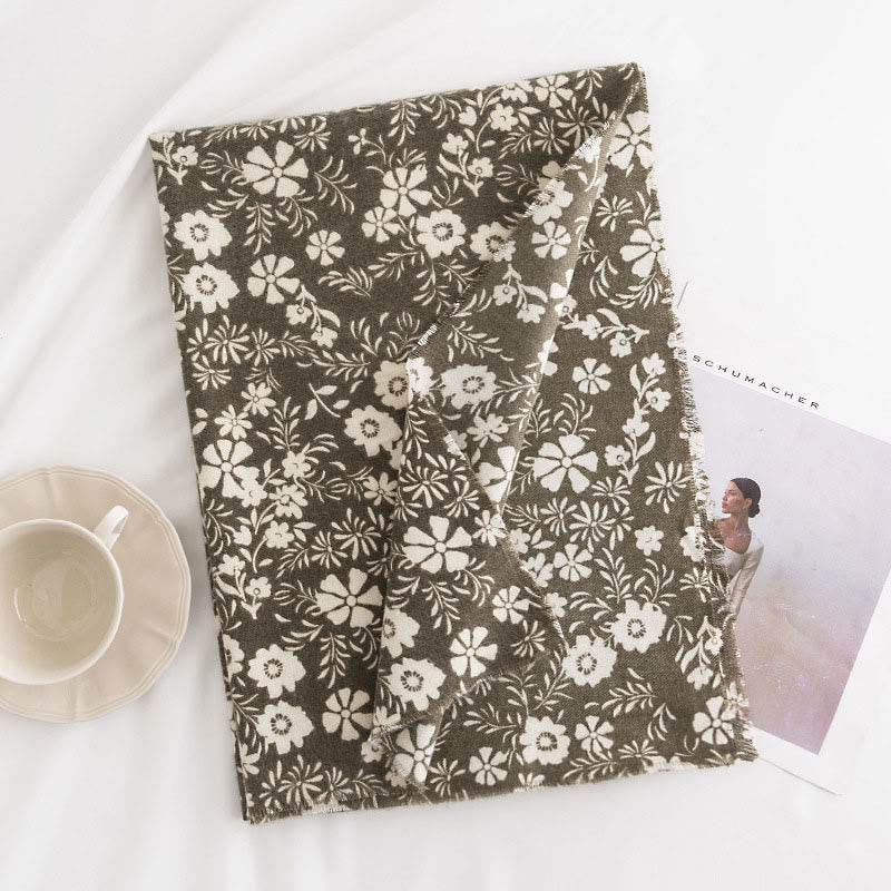 Buddha Stones Tybetański Szal Świeży Wzór Stokrotki Jesień Zima Miękki Ciepły Podróżny Szalik Otulacz - image 2