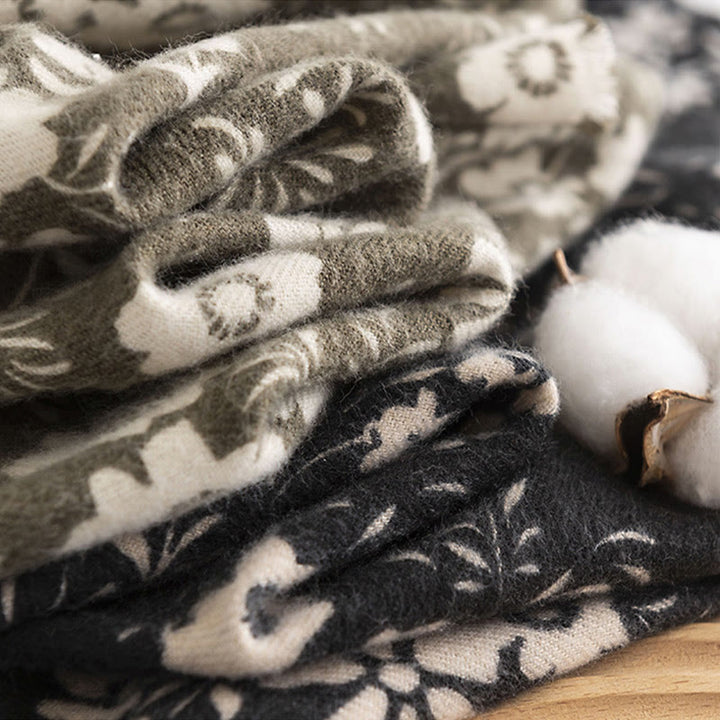 Buddha Stones Tybetański Szal Świeży Wzór Stokrotki Jesień Zima Miękki Ciepły Podróżny Szalik Otulacz - image 12