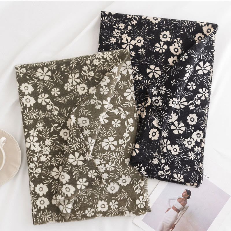 Buddha Stones Tybetański Szal Świeży Wzór Stokrotki Jesień Zima Miękki Ciepły Podróżny Szalik Otulacz - image 1