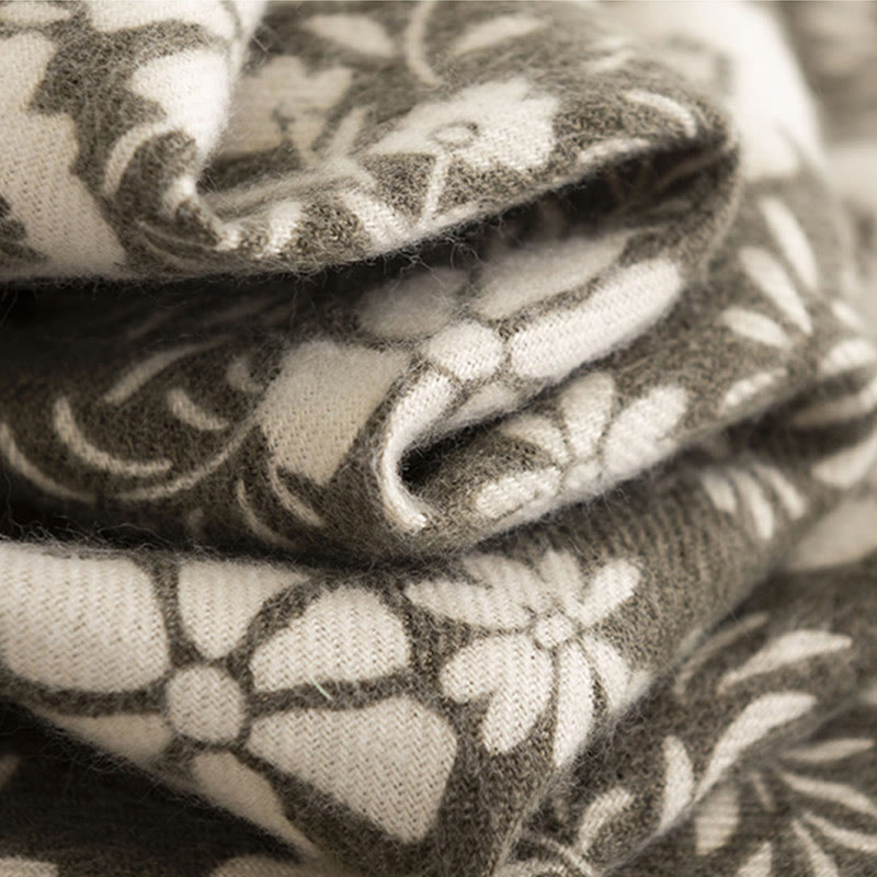 Buddha Stones Tybetański Szal Świeży Wzór Stokrotki Jesień Zima Miękki Ciepły Podróżny Szalik Otulacz - image 5