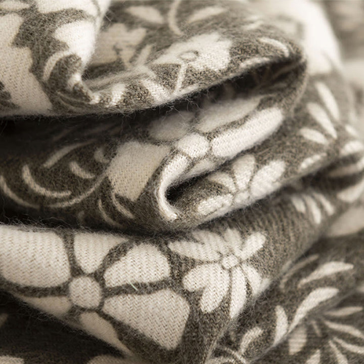 Buddha Stones Tybetański Szal Świeży Wzór Stokrotki Jesień Zima Miękki Ciepły Podróżny Szalik Otulacz - image 5