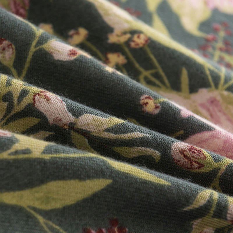 Buddha Stones Tybetański Szal Kwitnący Kwiat Bujne Liście Drukuj Jesień Zima Miękki Ciepły Szalik Otulacz - image 7