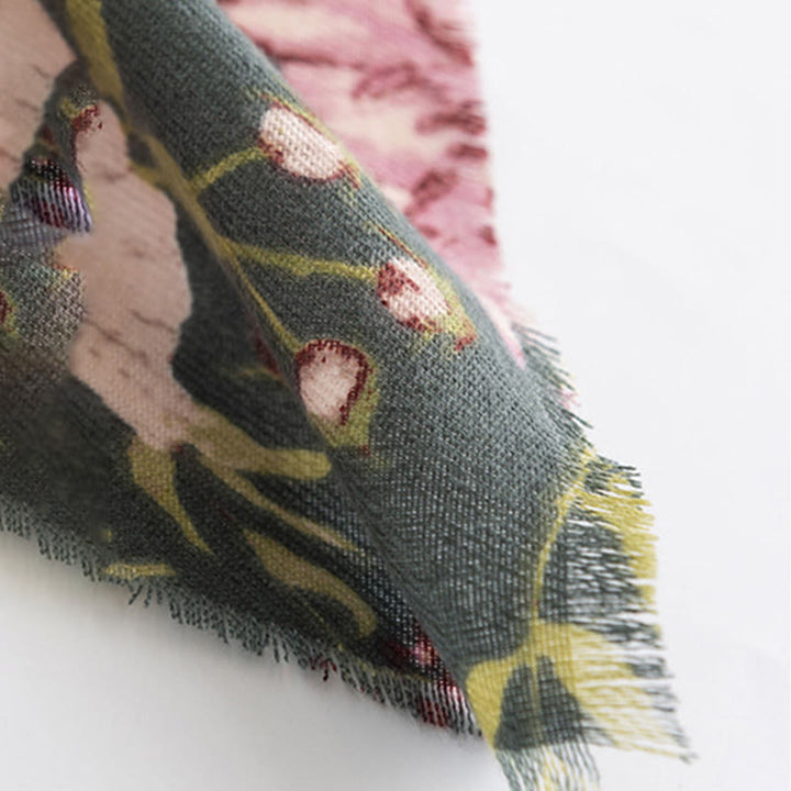 Buddha Stones Tybetański Szal Kwitnący Kwiat Bujne Liście Drukuj Jesień Zima Miękki Ciepły Szalik Otulacz - image 9