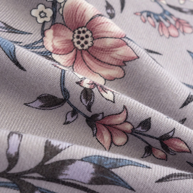 Buddha Stones Tybetański Szal Retro Kwitnąca Kamelia Japonica Print Jesień Zima Miękki Ciepły Szalik Otulacz - image 6