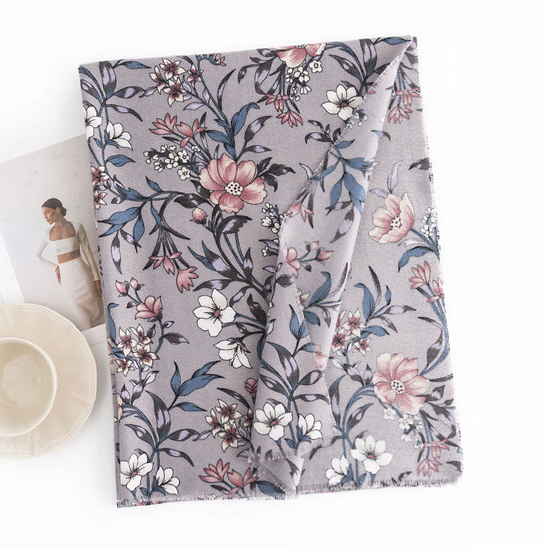 Buddha Stones Tybetański Szal Retro Kwitnąca Kamelia Japonica Print Jesień Zima Miękki Ciepły Szalik Otulacz - image 2